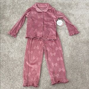 Kids Pink Pajamas with Ruffle Trim